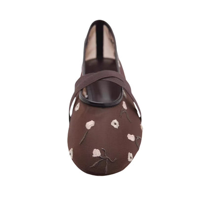 Embroidered Mesh Ballet Flats